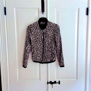 ONLY Brand (Denmark) Animal Print Bomber with Satin Lining and Pockets
